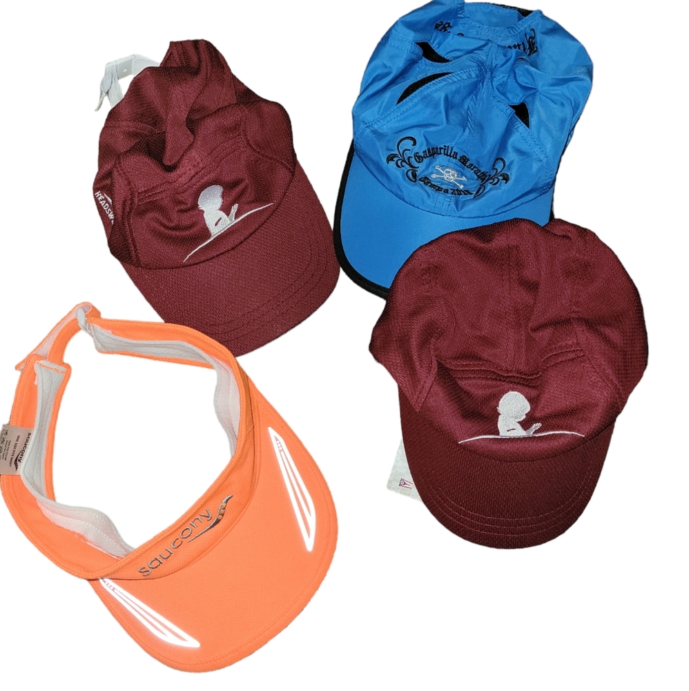 Lot of 4 Running Hats Visor Headsweats Saucony